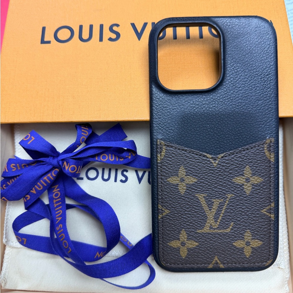 Louis Vuitton Black and Brown Monogram Bumper Pallas IPhone Case for 14 Pro Max